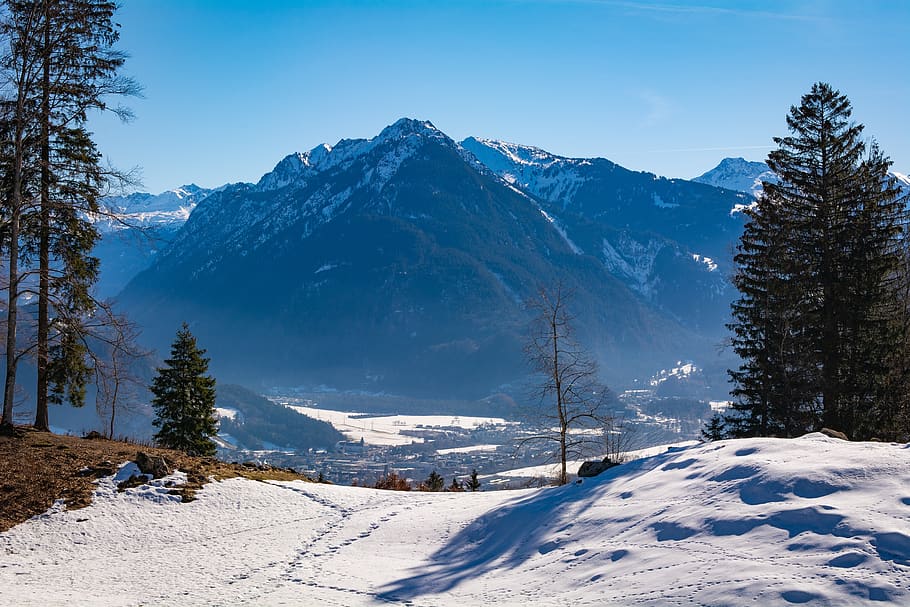 landscape, winter, snow, spring, nature, outlook, view, mountains HD wallpaper