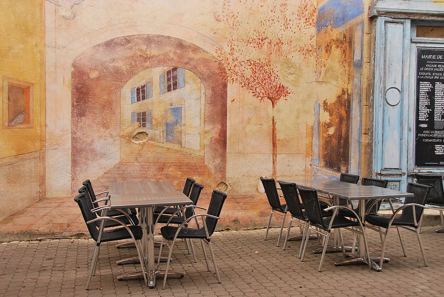 brown and grey dining set, seat, chair, architecture, built structure HD wallpaper