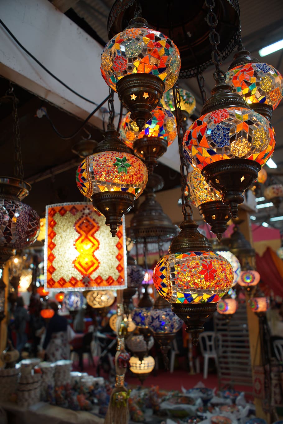 oriental lamps, hanging, lighting equipment, retail, for sale HD wallpaper