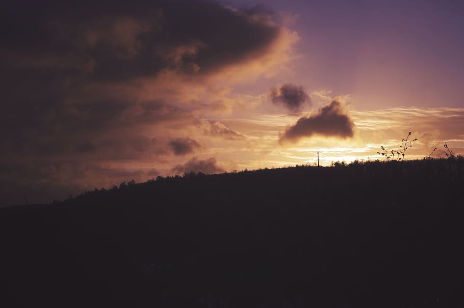 germany, ebelsbach, sky, mountains, golden hour, clouds, sunshine HD wallpaper