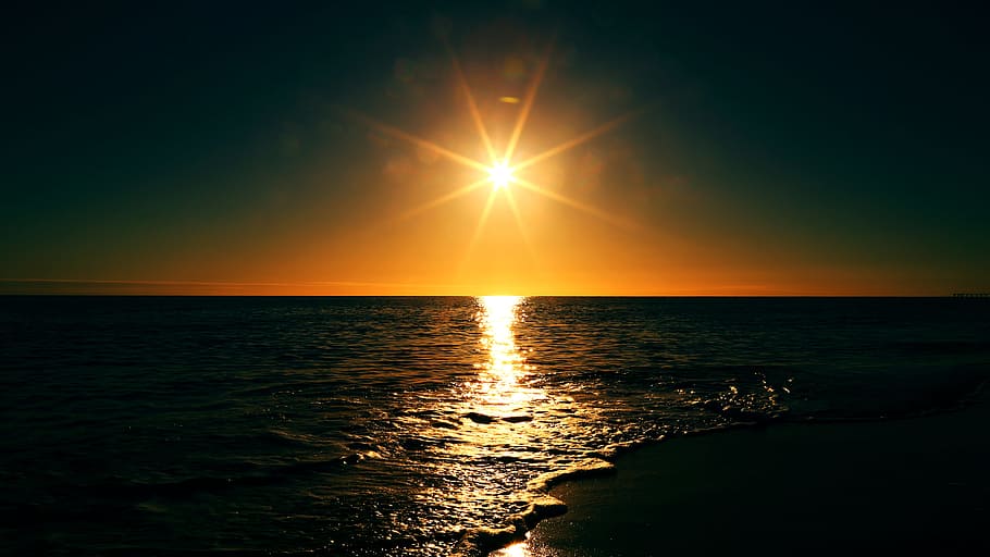 beach, glare, sun, sunny, dark, water, sea, wave, sky, scenics - nature, HD wallpaper