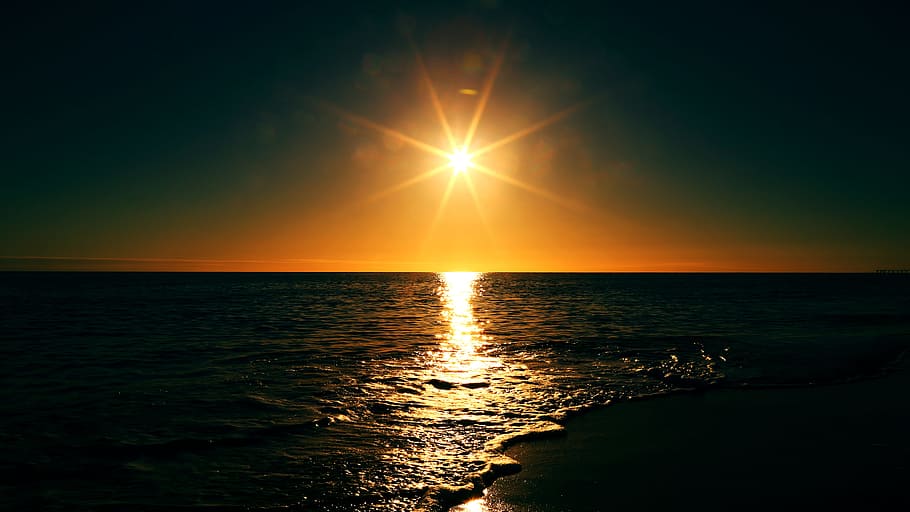 beach, glare, sun, sunny, dark, water, sea, wave, sky, scenics - nature HD wallpaper