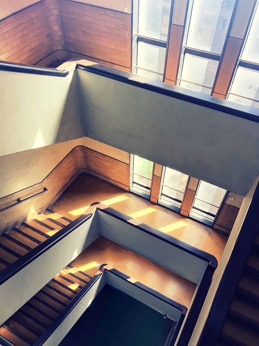 stairs, staircase, window, architecture, indoors, no people HD wallpaper
