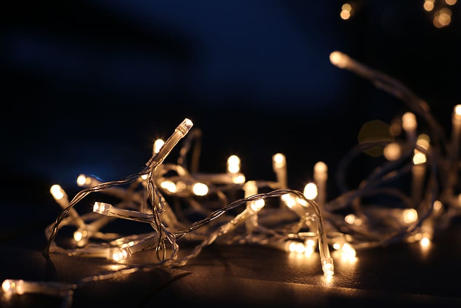 HD wallpaper: Selective Focus Photo of White and Yellow String Lights ...