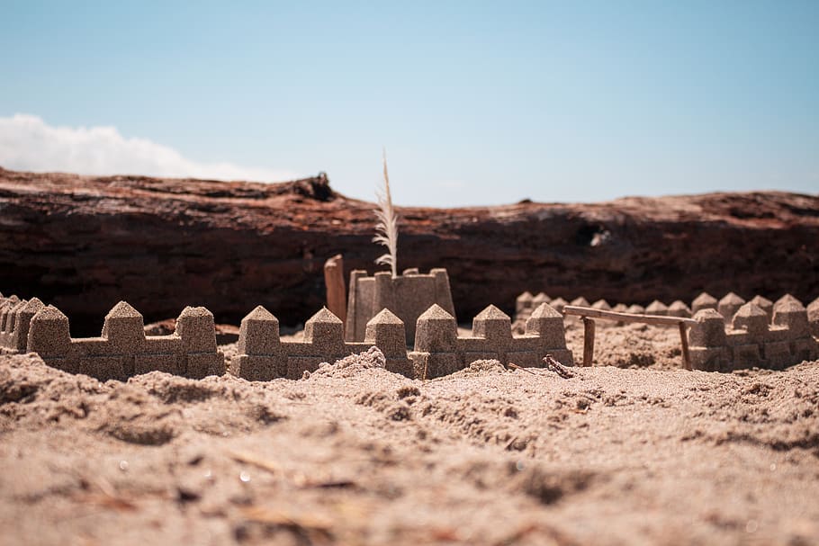 fences on sand field, land, sky, nature, day, selective focus HD wallpaper