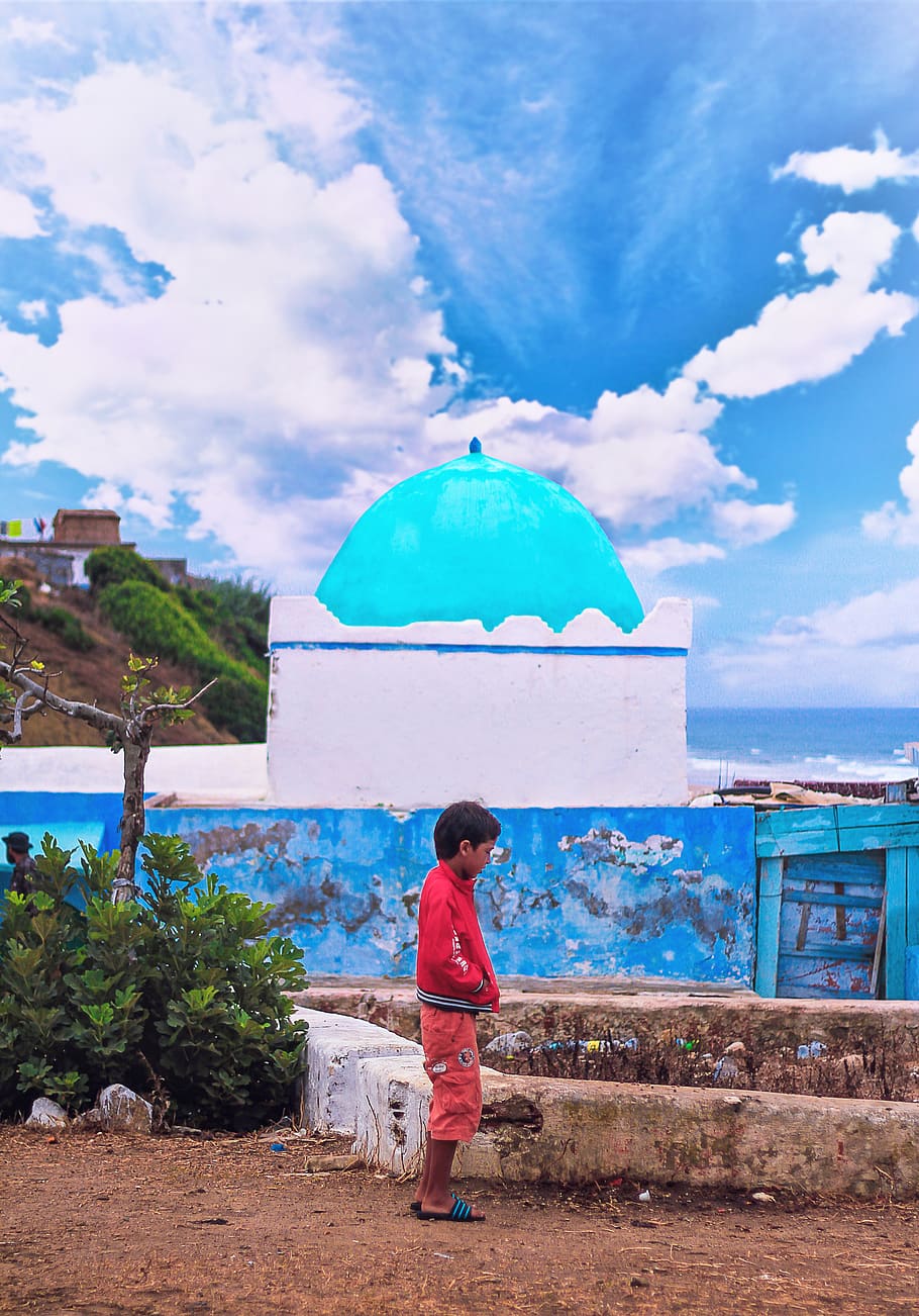 morocco, asilah, clouds, blue, colors, cute, sweety, childhood, HD wallpaper