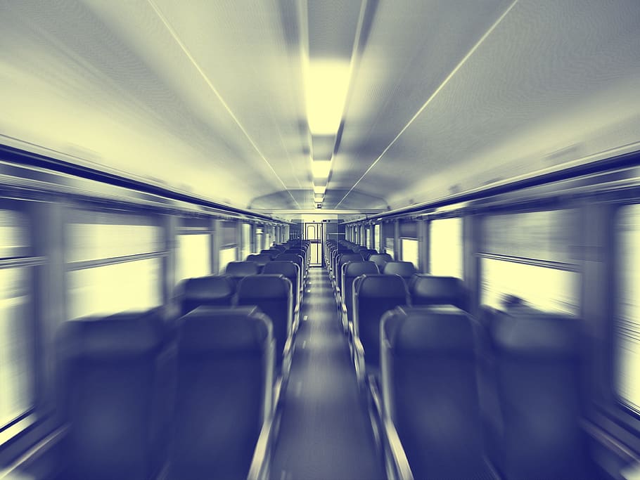 train, trip, transportation, empty, isle, public transportation HD wallpaper