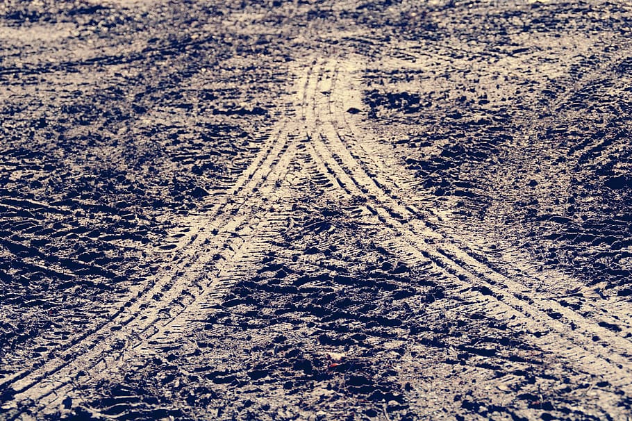 traces, mature, profile, earth, mud, tire tracks, muddy, auto