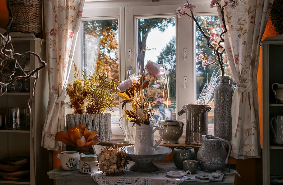 window, light, vases, room, summer, plant, indoors, no people HD wallpaper