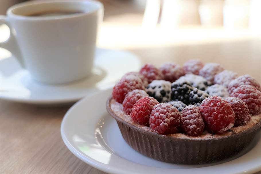 coffee, cake, breakfast, food, sweetness, café, tableware HD wallpaper
