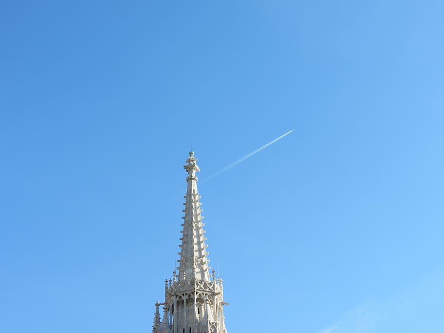 hungary, budapest, cloud, plane, blue, white, sky, architecture HD wallpaper