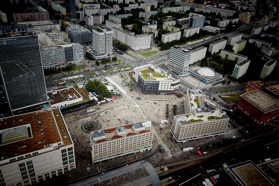 germany, berlin, alexanderplatz, place, people, saturn, fountainm, HD wallpaper
