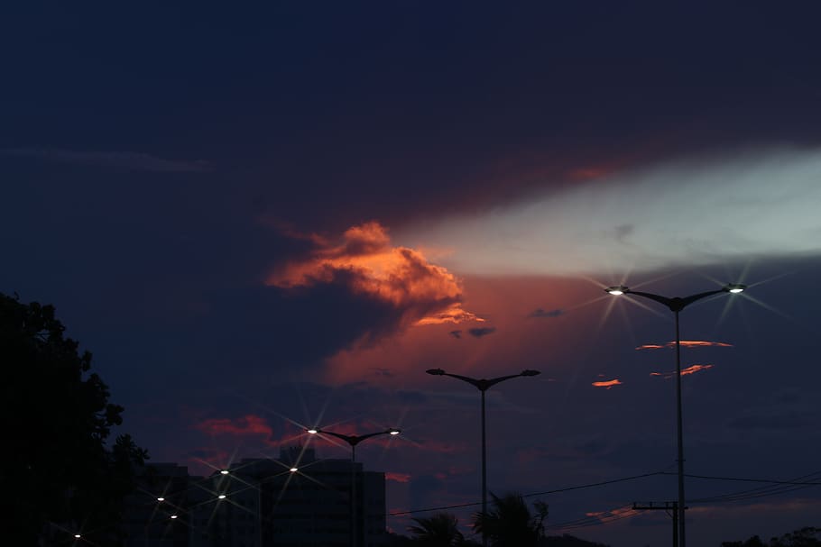 brazil, vitoria, red clouds, sunset, wallpaper, landscape, sky HD wallpaper