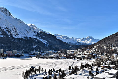 winter, mountains, ski area, slopes, wintry, st, moritz, switzerland HD wallpaper