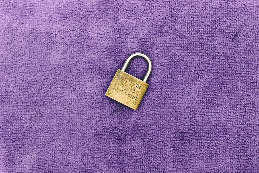 saturated, yellow, lock, purple, locked, textile, no people HD wallpaper