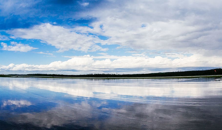 canada, saskatoon, sky, runway, reflection, clouds, landscape HD wallpaper