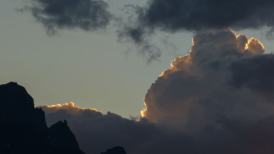 cloudy sky, canmore, weather, nature, outdoors, cumulus, mountain HD wallpaper