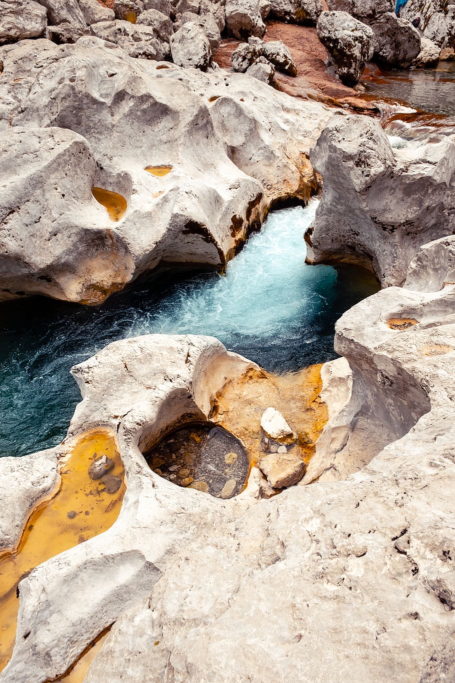 river surrounded by brown rock formation, rock - object, water HD wallpaper