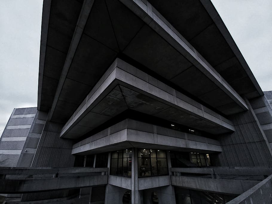 gray concrete building, office building, architecture, convention center, HD wallpaper