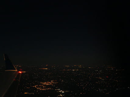 Hd Wallpaper Night In The Air Plane Wing View From Above Lights Dark Wallpaper Flare