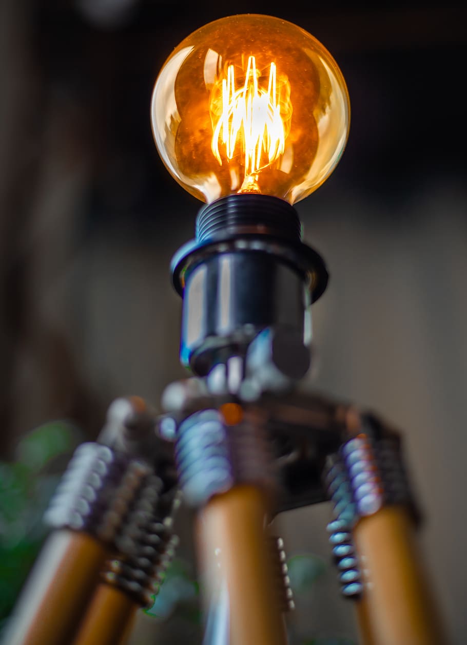 Light Bulb, electricity, illuminated, close-up, focus on foreground HD wallpaper
