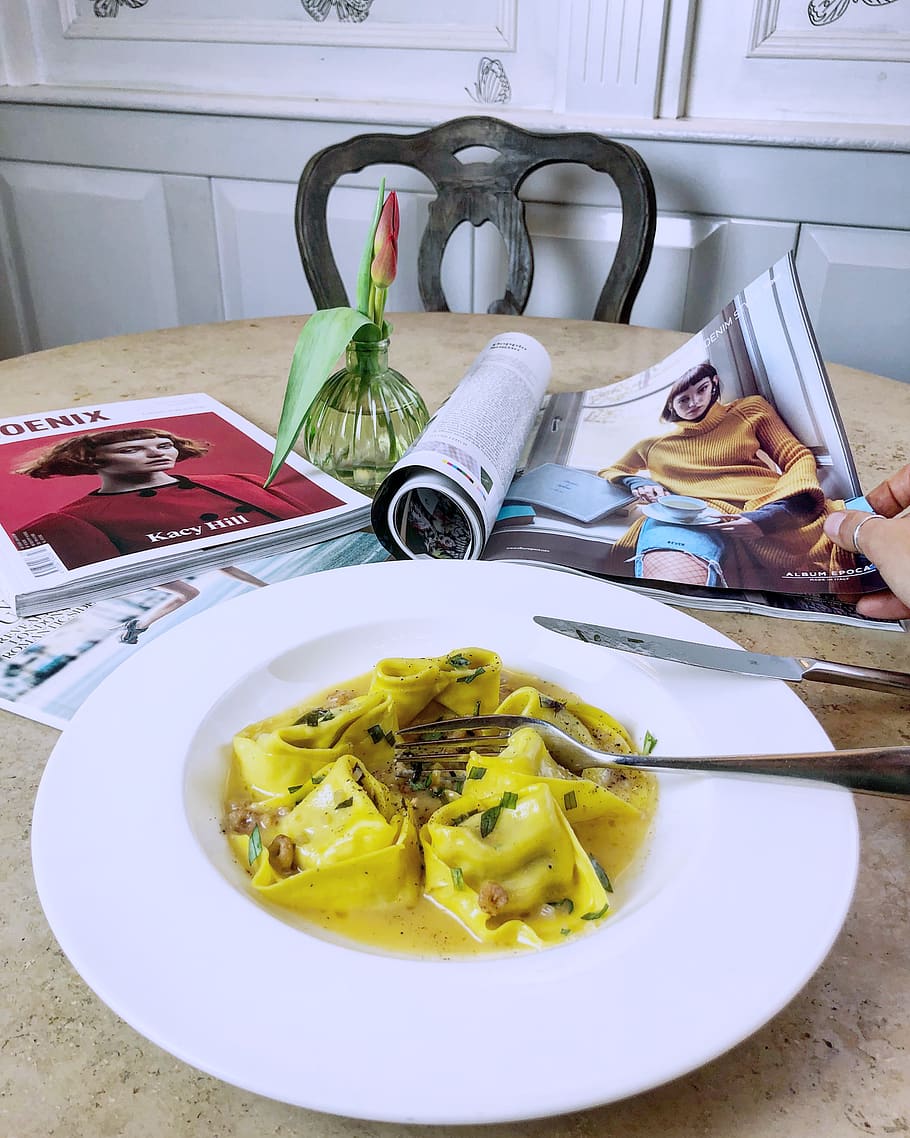 food, yummy, tortelloni, sea bass, fish, magazine, vogue, italia, HD wallpaper