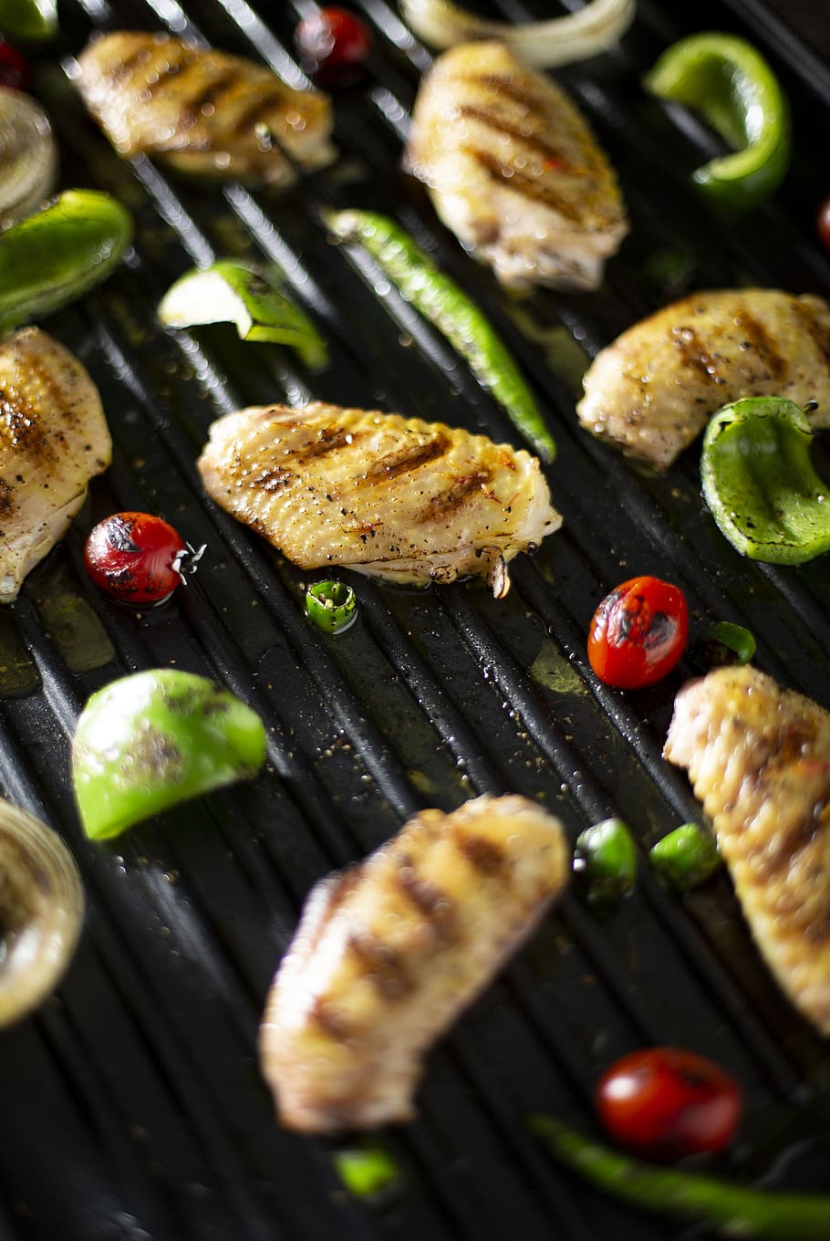 chiken, tomato, peper, food and drink, freshness, vegetable HD wallpaper