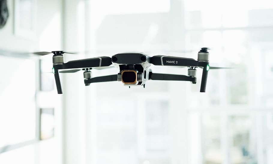 flying black quadcopter drone, electronics, camera, dji, mavic, HD wallpaper