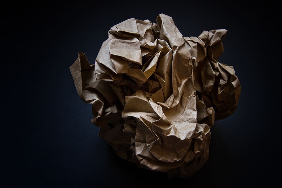 crumpled, single object, indoors, crumpled paper ball, studio shot HD wallpaper