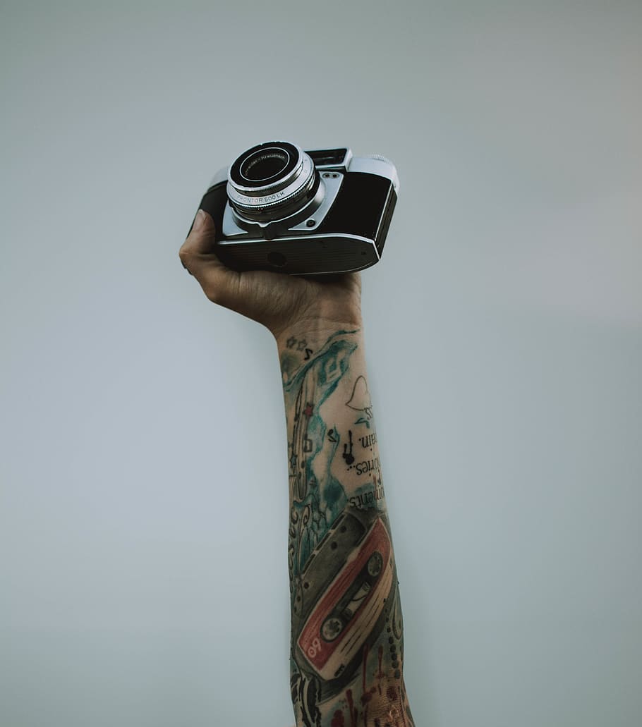 Person Holding Slr Camera, art, close-up, electronics, equipment HD wallpaper