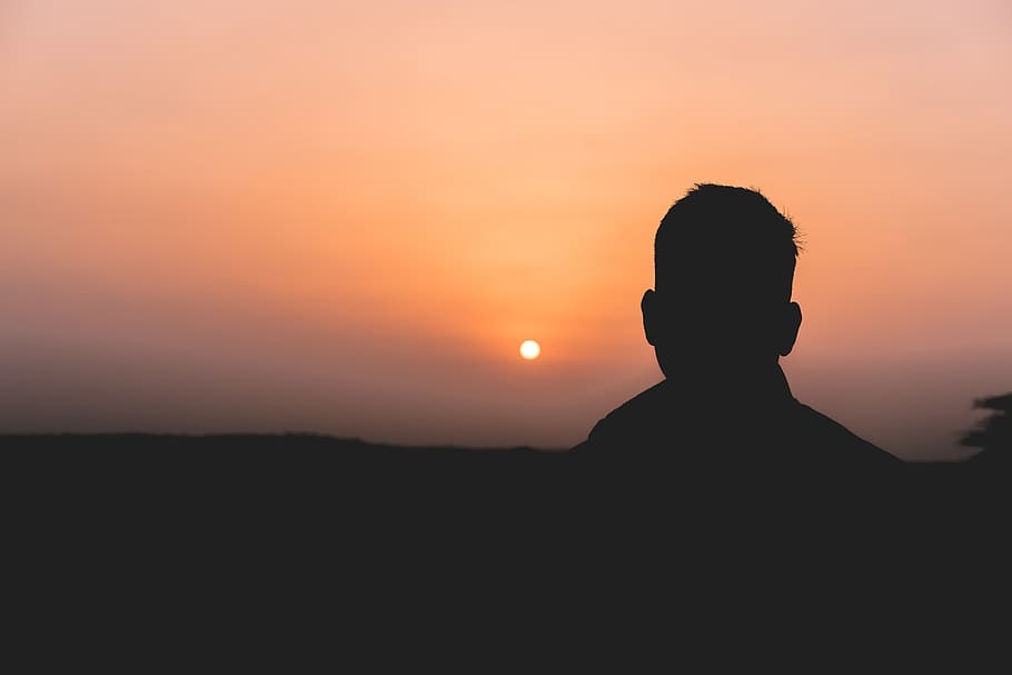 silhouette of man, nature, outdoors, sky, human, person, sunrise