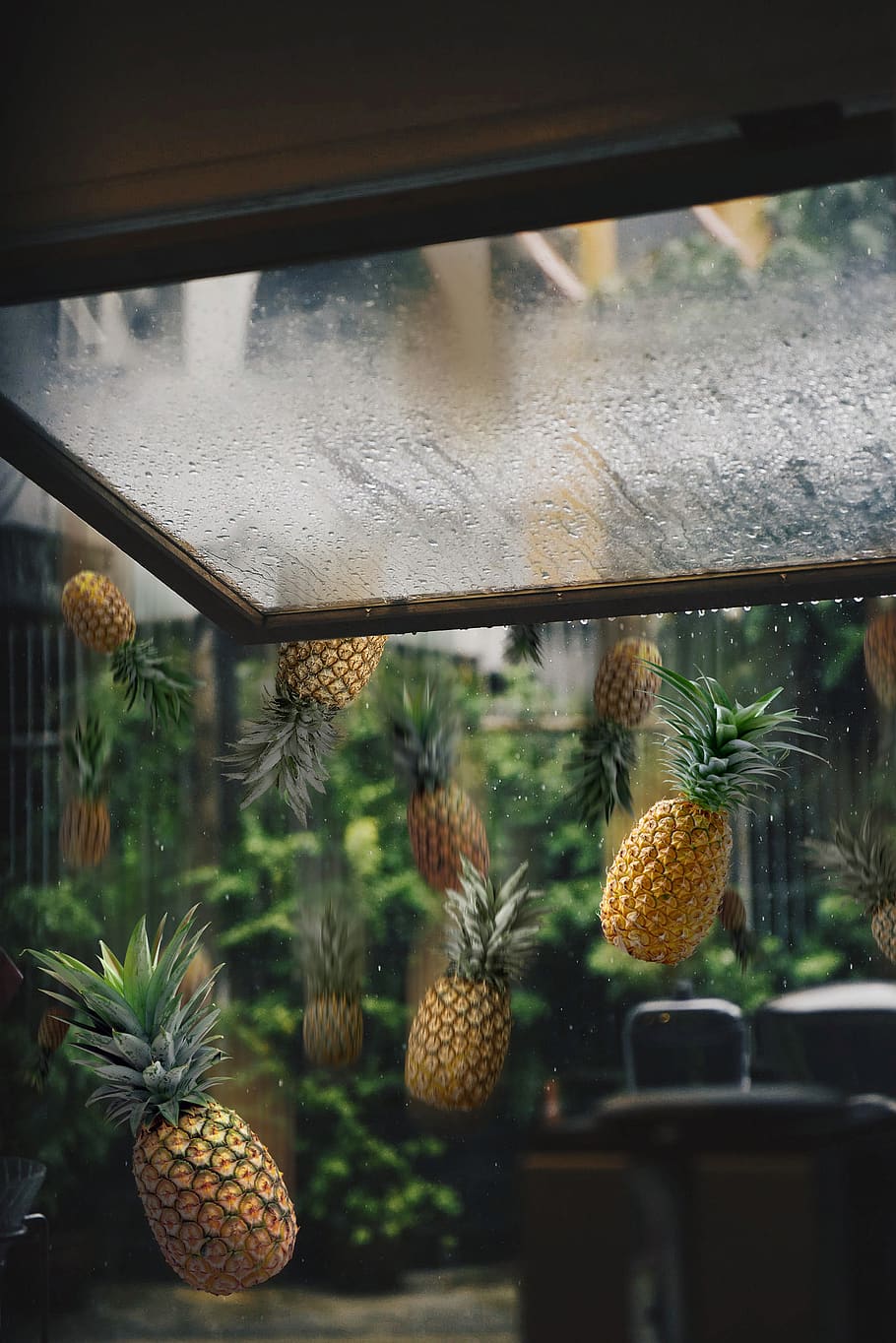 Raining Pineapples, color, daylight, delicious, effect, floating HD wallpaper