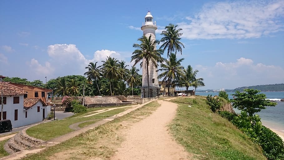 building, architecture, tower, lighthouse, beacon, path, tree HD wallpaper