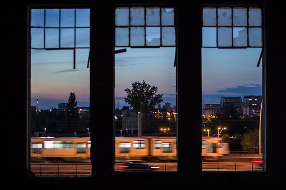 bucharest, romania, abandoned, speed, window, sky, sunset, tram HD wallpaper