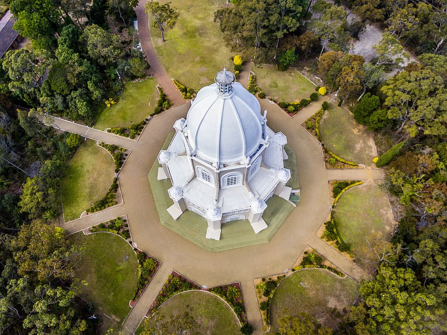bird's eyeview photo of white cathedral, temple, dome, building