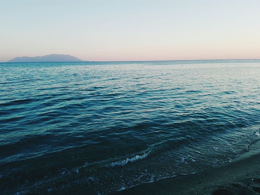 Scenic View of Ocean, beach, clear sky, dawn, dusk, environment HD wallpaper