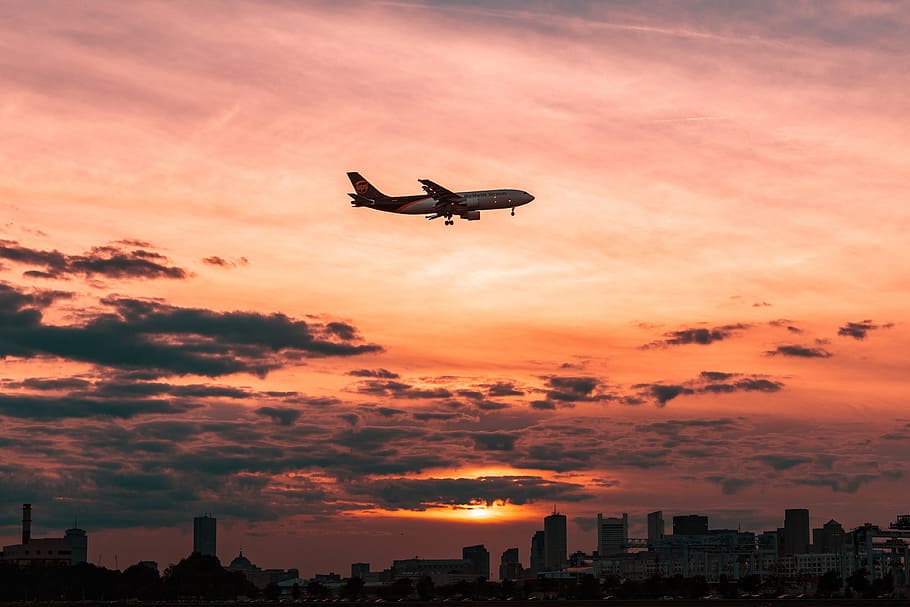 Flying Airplane, various, aeroplane, aircraft, flight, sunset