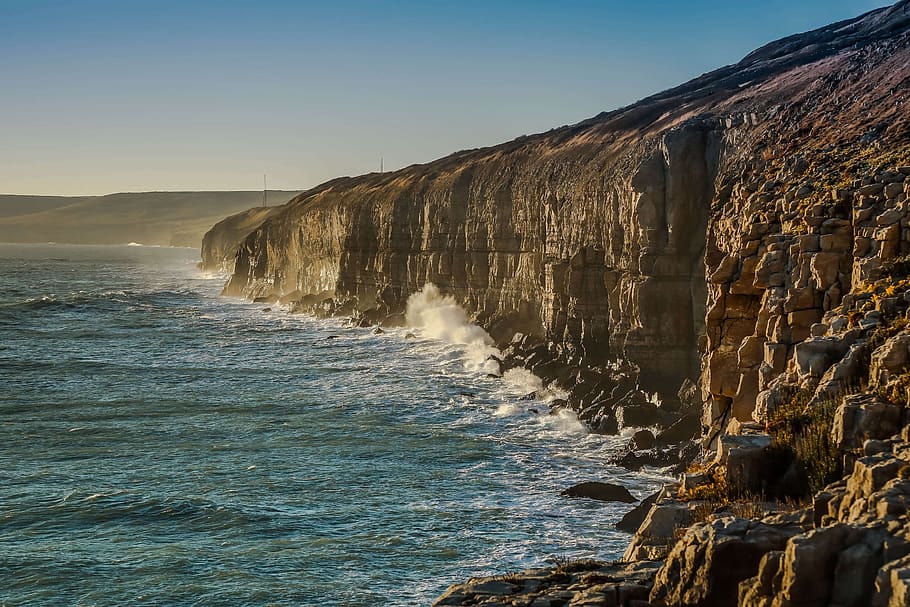 reefs, coast, ocean, waves, jurassic coast, water, sea, sky HD wallpaper