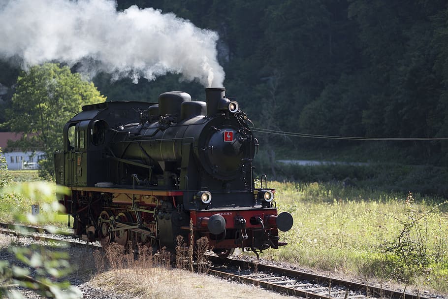 Photo of Black and Brown Train, daylight, daytime, engine, grass HD wallpaper