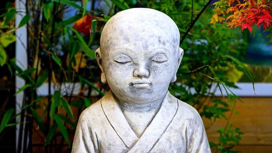 Boy Statuette, ancient, art, asia, blur, buddha, Buddhism, buddhist, HD wallpaper