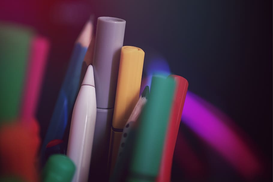 pen, kyiv, ukraine, pencil, dark, office, apple pencil, colors, HD wallpaper