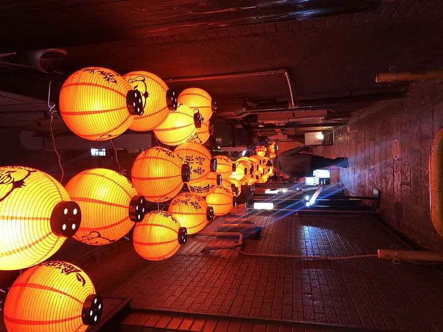 person, human, lamp, lantern, lighting, corridor, flagstone HD wallpaper