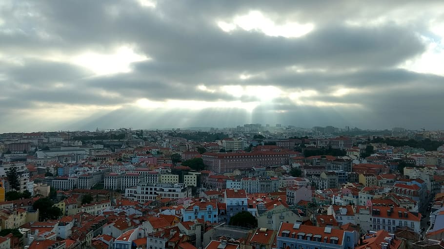 lisboa, cloudy, city, sky, downtown, skyline, buildings, architecture HD wallpaper