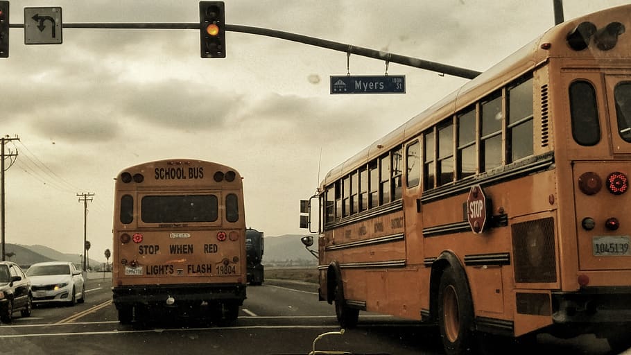 school, light, road, mode of transportation, land vehicle, public transportation HD wallpaper
