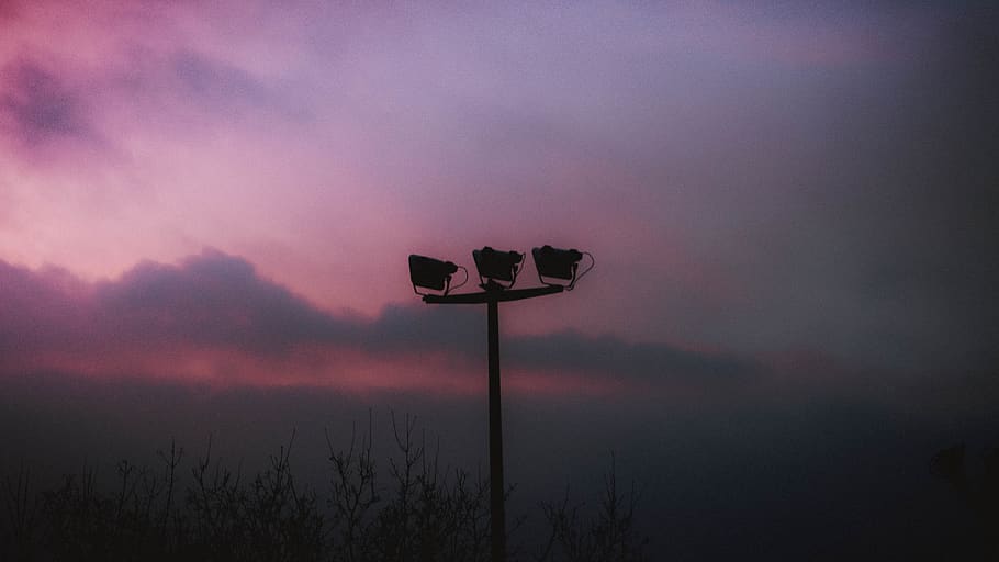 lamp post, nature, outdoors, sky, cloud, sunset, weather, wallpaper HD wallpaper