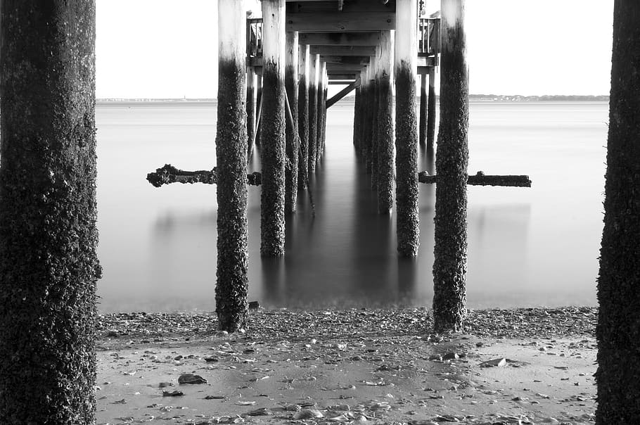 pier, ocean, salt, water, beach, shore, summer, no people, day HD wallpaper