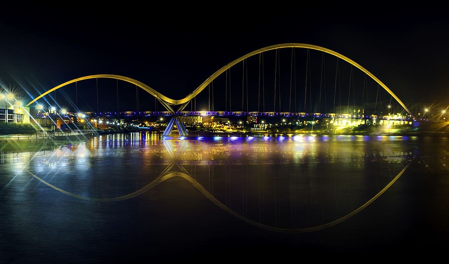 Photo Of Bridge, architecture, city, evening, reflection, night HD wallpaper