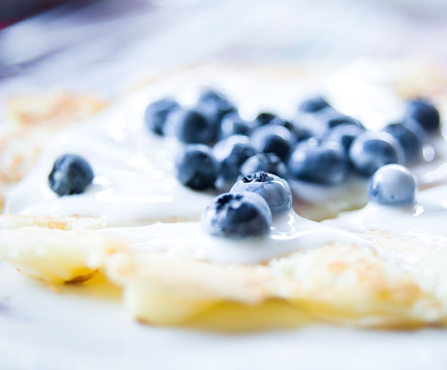 Hd Wallpaper Blue Berries Blueberries Breakfast Close Up Cream Crepe Wallpaper Flare