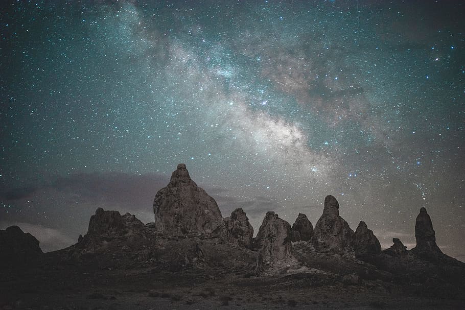 Milky Way galaxy at night, mountain, rocky, sky, star, californium, HD wallpaper