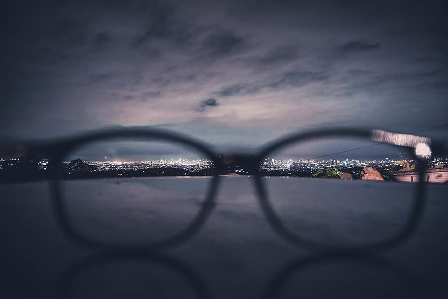 Aerial Photo of City With Lights during Night Time, blur, clouds HD wallpaper